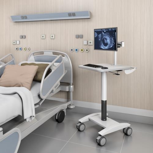 772227 pneumatic mobile computer pole cart in hospital