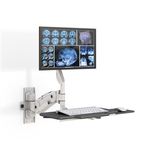 772600 articulating wall monitor mount with dual side mouse tray