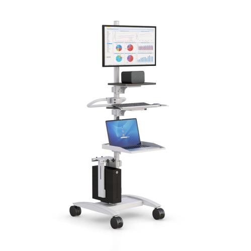 772772 ergonomic mobile computer pole stand on wheels