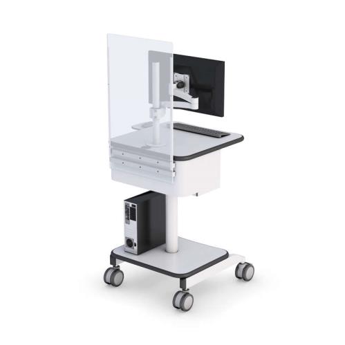 772818 mobile computer data cart with pneumatic height adjustment and anti germ barrier