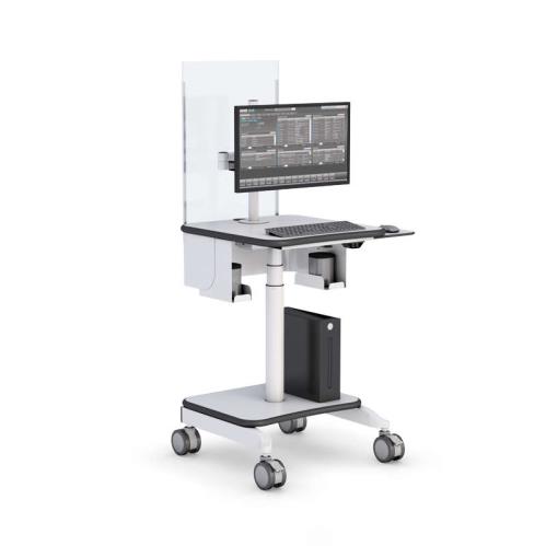 772818 mobile computer data cart with pneumatic height adjustment and protective shield 1