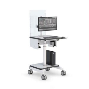 772818 mobile computer data cart with pneumatic height adjustment and protective shield