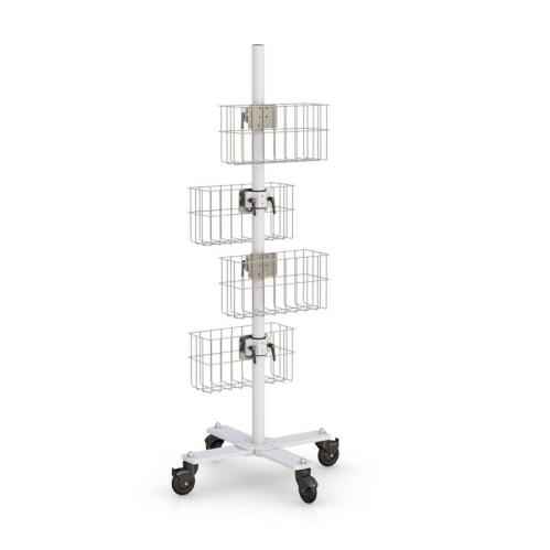 772835 mobile display cart with multiple wire basket shelves