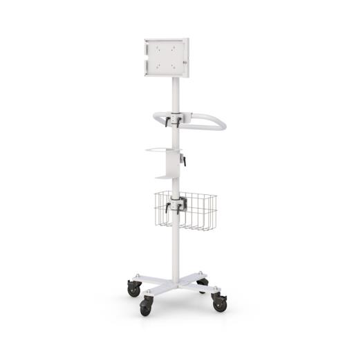 772843 mobile ipad tablet communications cart with sanitizing wipes receptacle and handle
