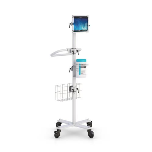 772843 mobile tablet communications cart with sanitizing receptacle