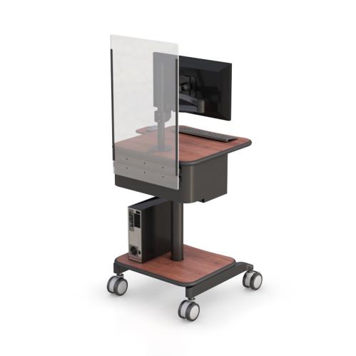 772864 mobile computer data cart with pneumatic height adjustment and anti germ barrier