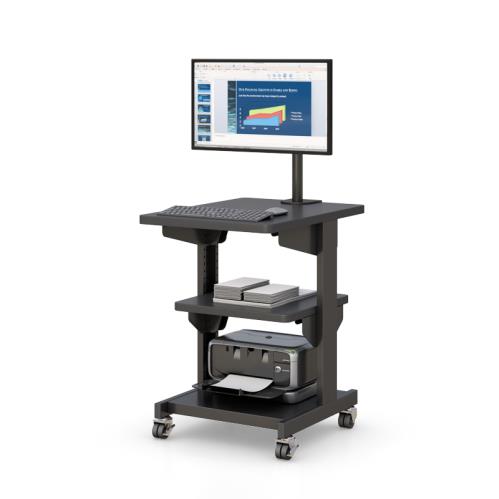 772865 mobile pc utility cart with extra shelf and optional monitor mount