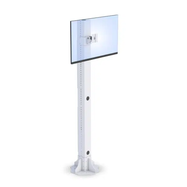 Industrial floor-mounted post orbital base designed by Ergoville, featuring robust construction for stability and support.